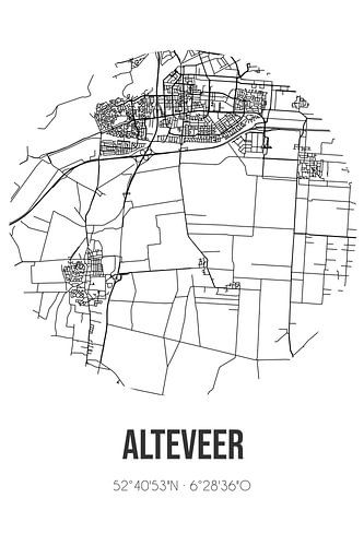 Alteveer (Drenthe) | Karte | Schwarz und weiß