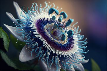 Belle fleur de la passion bleue sur Surreal Media