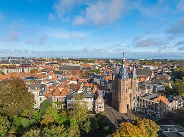 Zwolle city aerial view at the Sassenpoort during a beautiful au by Sjoerd van der Wal Photography