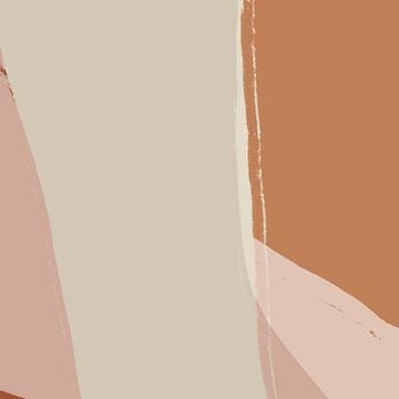 Abstracte kunst. Lijnen in wit, oranje, roze. van Dina Dankers