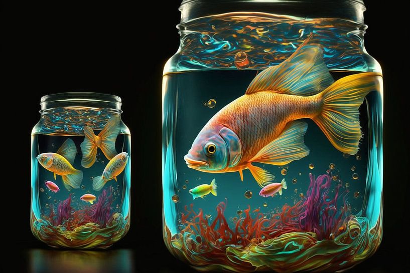 Fish in a jam jar - Digital Art by CatsArt