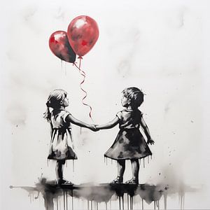 2 Mädchen mit Luftballons
