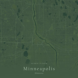 Historische Landkarte von Minneapolis, Vereinigte Staaten von Ortsdrucke