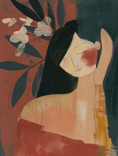 Bohemian portret, modern en abstract in aardetinten