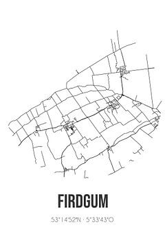Firdgum (Fryslan) | Landkaart | Zwart-wit van Rezona
