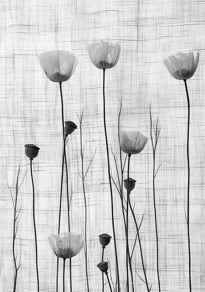 Mohnblumen auf Leinen von Bianca ter Riet