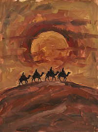 Caravan Beneath the Desert Sun by Imene Manou