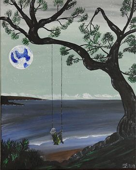 rustig aan het water  canvas acryl