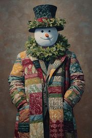 Patchwork Snowman by ARTEO Paintings