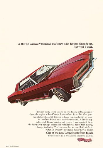 VINTAGE WERBUNG 1965 BUICK RIVIERA GRAN SPORT