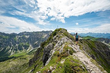 Uitzicht op de Entschenkopf en de Nebelhorn in de Allgäuer Alpen van Leo Schindzielorz