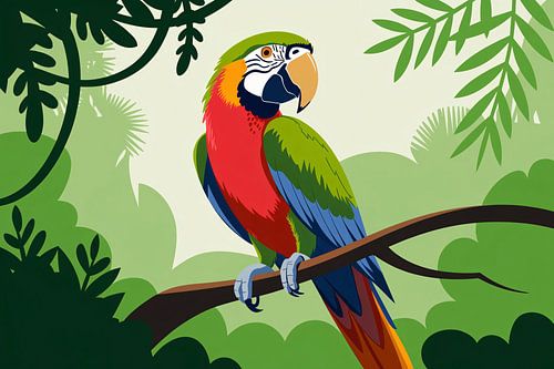 Kleurrijke papegaai in jungle