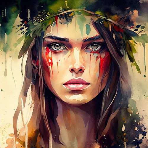 Aquarel Druïde #2 van Chromatic Fusion Studio
