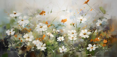 Bloemenveld met gekleurde bloemen