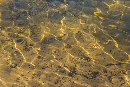 Reflecties van zonlicht in golvend water