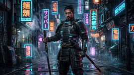 Japan, Cyberpunk-Samurai von my pixel art