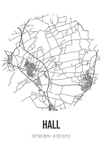 Halle (Gelderland) | Karte | Schwarzweiß