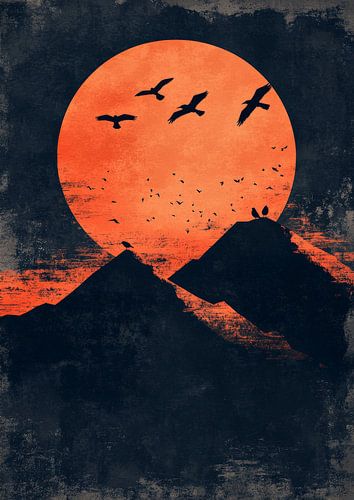 Sereniteit in de schemering Een majestueus berglandschap van Lufy