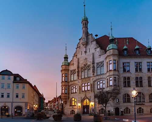 Helmstedt city hall shortly before sunrise