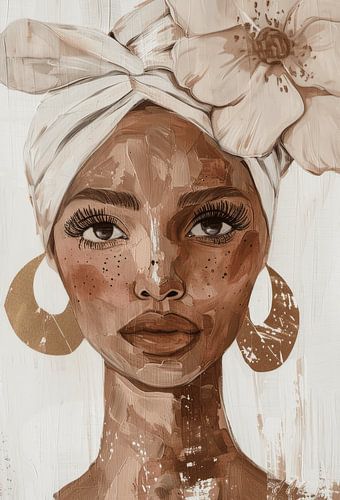 Modern en abstract portret in neutrale kleuren