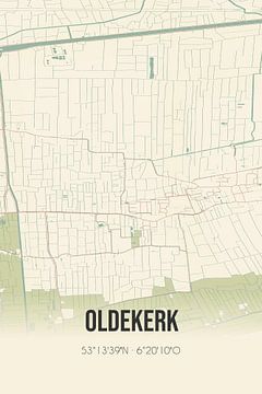 Vintage landkaart van Oldekerk (Groningen) van MijnStadsPoster