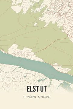 Vieille carte de Elst Ut (Utrecht) sur Rezona