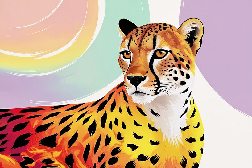 Portrait coloré d'un guépard par Art & Soul Creations
