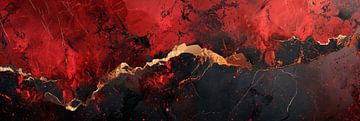 Elegante panorama marmer rood goud en zwart van Digitale Schilderijen