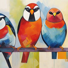 Bunte Vogelkunst | Bunte Vögel von Blickfänger Gemälde