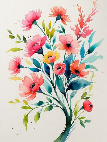 Watercolor Floral Bouquet Digital Print