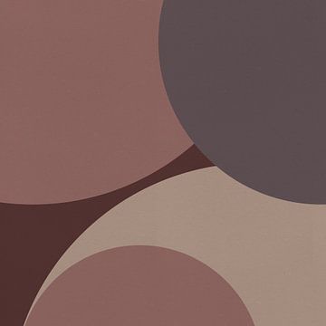 Moderne abstracte kunst. Geometrische vormen in roze, taupe, bruin, beige X van Dina Dankers