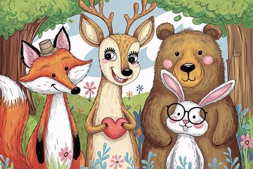 Schattige dieren in het bos van Art & Soul Creations