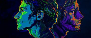 Double portrait view in neon colours by Poster Art Shop