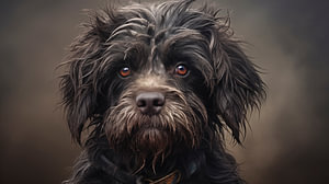 Portrait eines Schwarzen Bolonka Zwetna Hundes