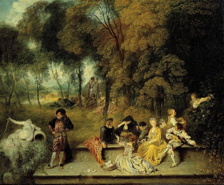 Antoine Watteau - Pleasures of Love van 1000 Schilderijen