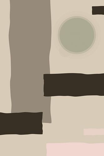 Art abstrait de style japonais - Barres et cercles avec verdure subtile