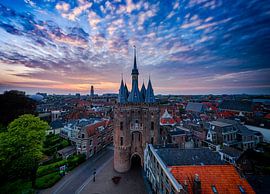 Sassenpoort Zwolle at colourful sunset by Ben van Balgoijen