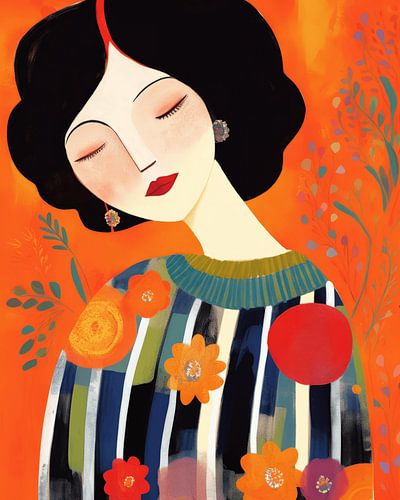 Kleurrijke en speelse illustratie in heldere kleuren, portret