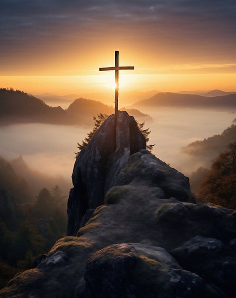 Lever de soleil dans les montagnes par fernlichtsicht