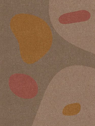 Art moderne abstrait rétro aux formes organiques dans des teintes terreuses, beige, rose, jaune, bru