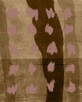 Moderne abstrakte Kunst in Rosa auf dunklem Terra von Dina Dankers