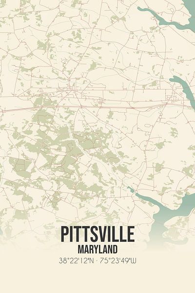 Carte ancienne de Pittsville (Maryland), USA. par Affiches de lieux