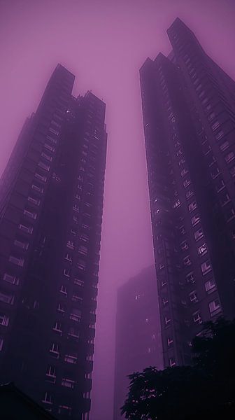 Mystical City in Purple Mist by Steinfox Art