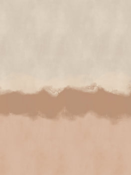 Abstracte schilderij in beige terracotta