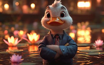 Die Dapper Duck in einem Lotusparadies