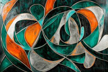 Abstracte kleurencompositie met lijnen