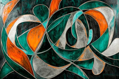 Abstracte kleurencompositie met lijnen
