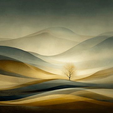 The Lone Tree in the Golden Waves by Karina Brouwer