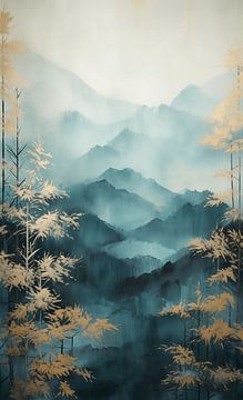 Landscape with blue and gold by Artsy