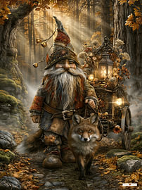 Gnome mit Fuchs im Wald